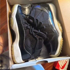 Jordan11 Kids Shoes Black and Blue